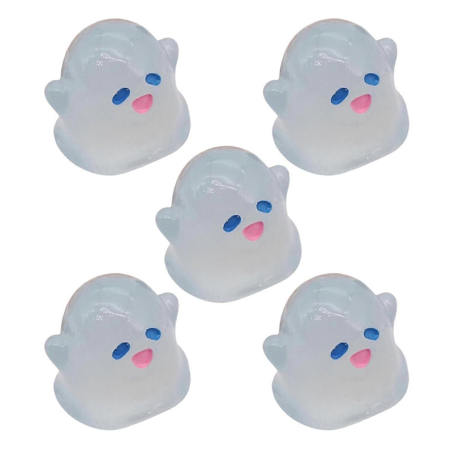 5Pcs Mini Resin Halloween Ghost Figurines Cute Glow in The Dark Ghost Garden Decor for Home Party