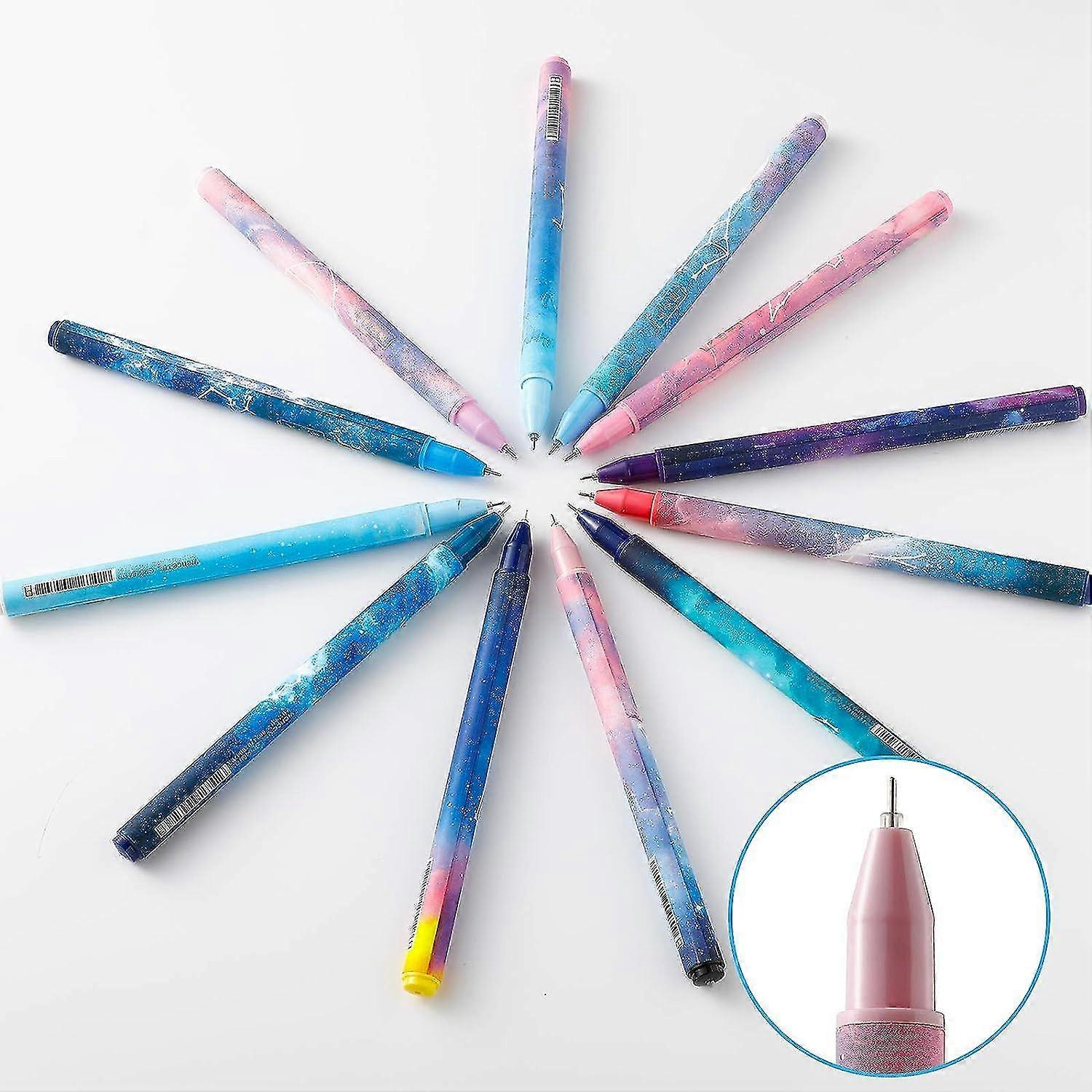 24 Stück Constellation Gel Ink Pens 0,5 mm Constellation Pattern Pen Smooth Tip Schwarzer Schreibstift für Büro