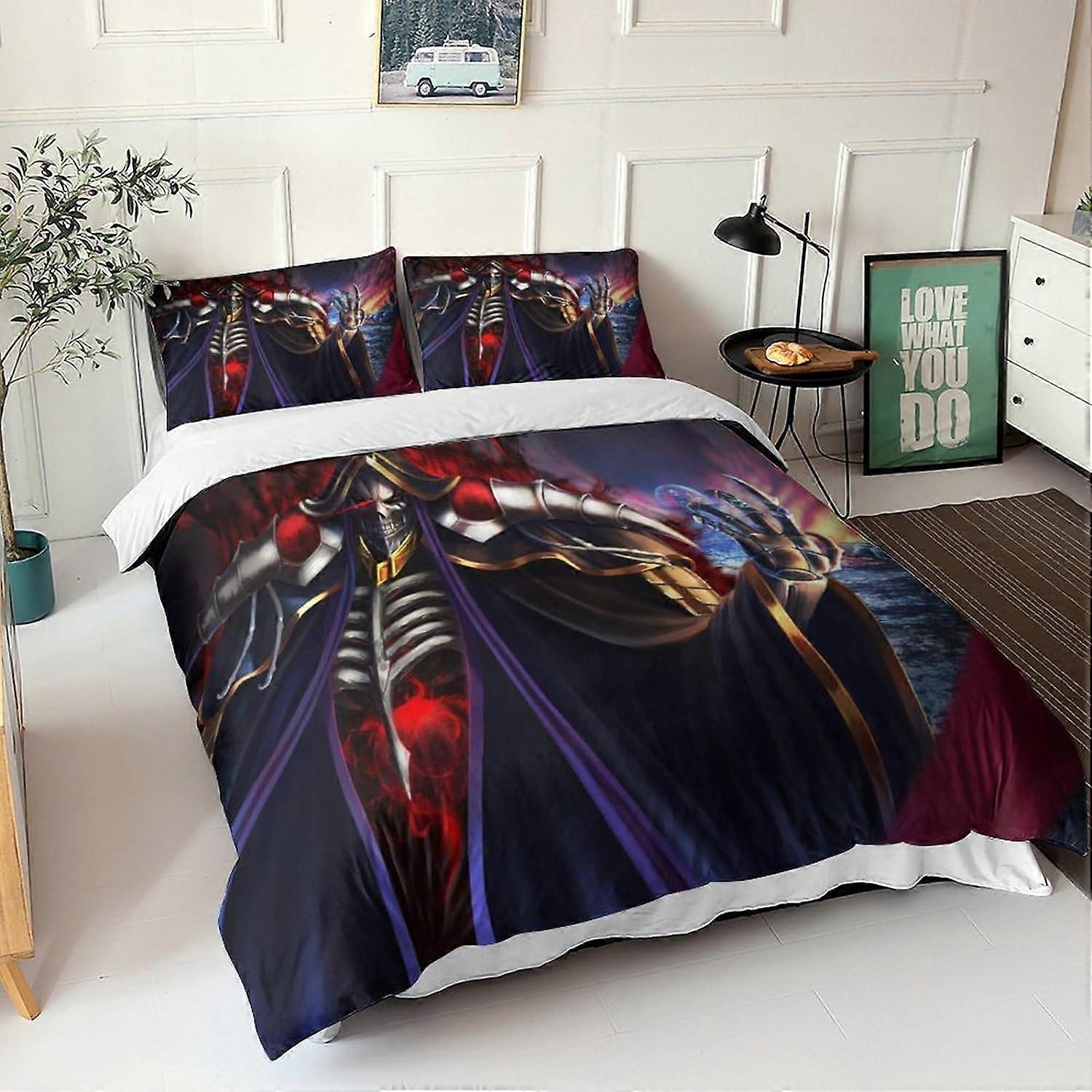 Overlord D Print Pattern Overlord Bedding Sets Duvet Cover with Pillowcases Microfiber Bedding,Bedding Linen for Adults and Children Double 135*200 CM