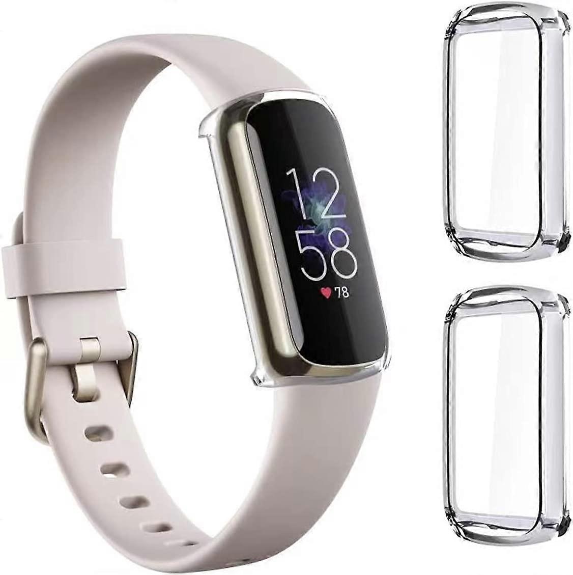 Sunrain [2-Pack]  Case for Fitbit Luxe, Accessory Full Coverage Protective Screen Protector TPU Bumper Cover Case for Fitbit Luxe(Clear)