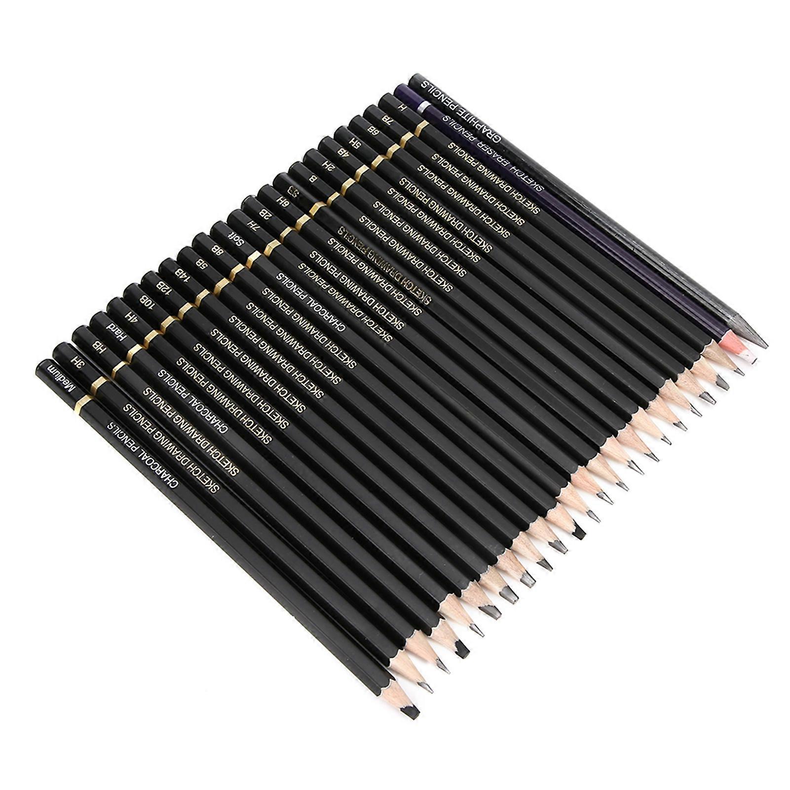 24Pcs σχέδιο μολύβι επαγγελματική κάρβουνο ξυλώδη ζωγραφική χαρτικά είδη τέχνης
