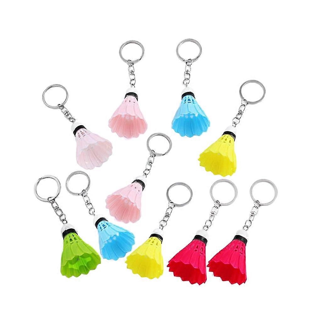10pcs Miniature Badminton Key Chain Simulation Sports Pendant Creative Game Souvenirs Gift Badminton Shaped Key Ring (Random Color)