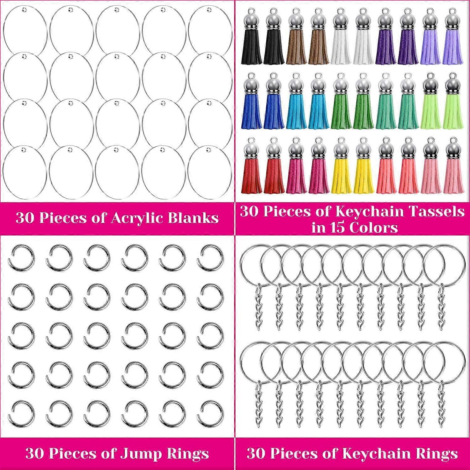 Keychain Blanks - 120pcs Clear Keychains for Vinyl Kit - Includes Acrylic Blanks