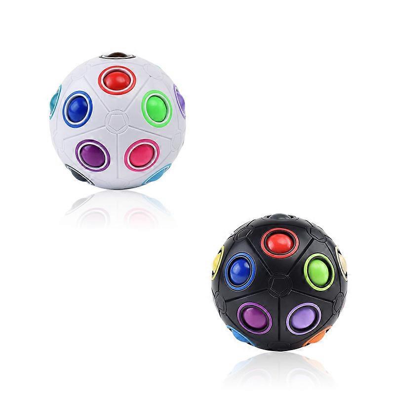 Magic Rainbow Ball,2 Pack Speed Cube Puzzle Ball Fidget Ball avec 11 balles jouet éducatif