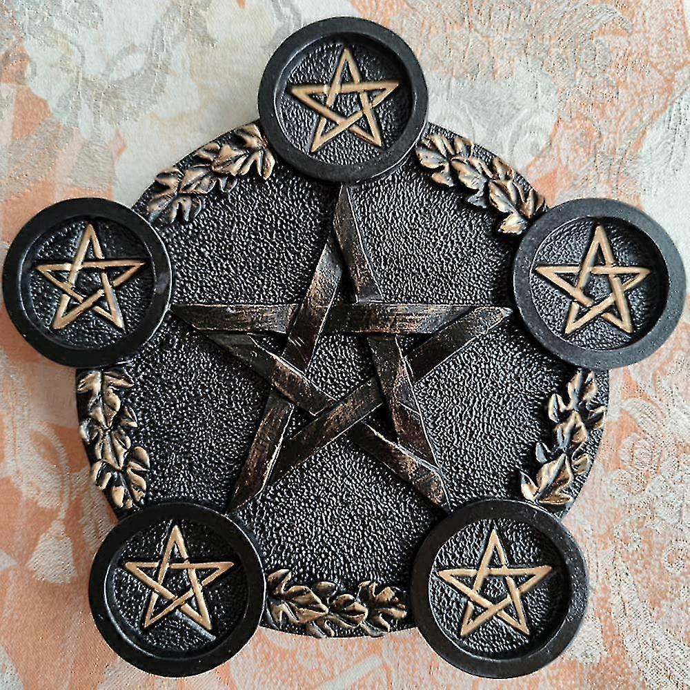 Pentagram Tealight, Astrology Resin Candlestick Table,black