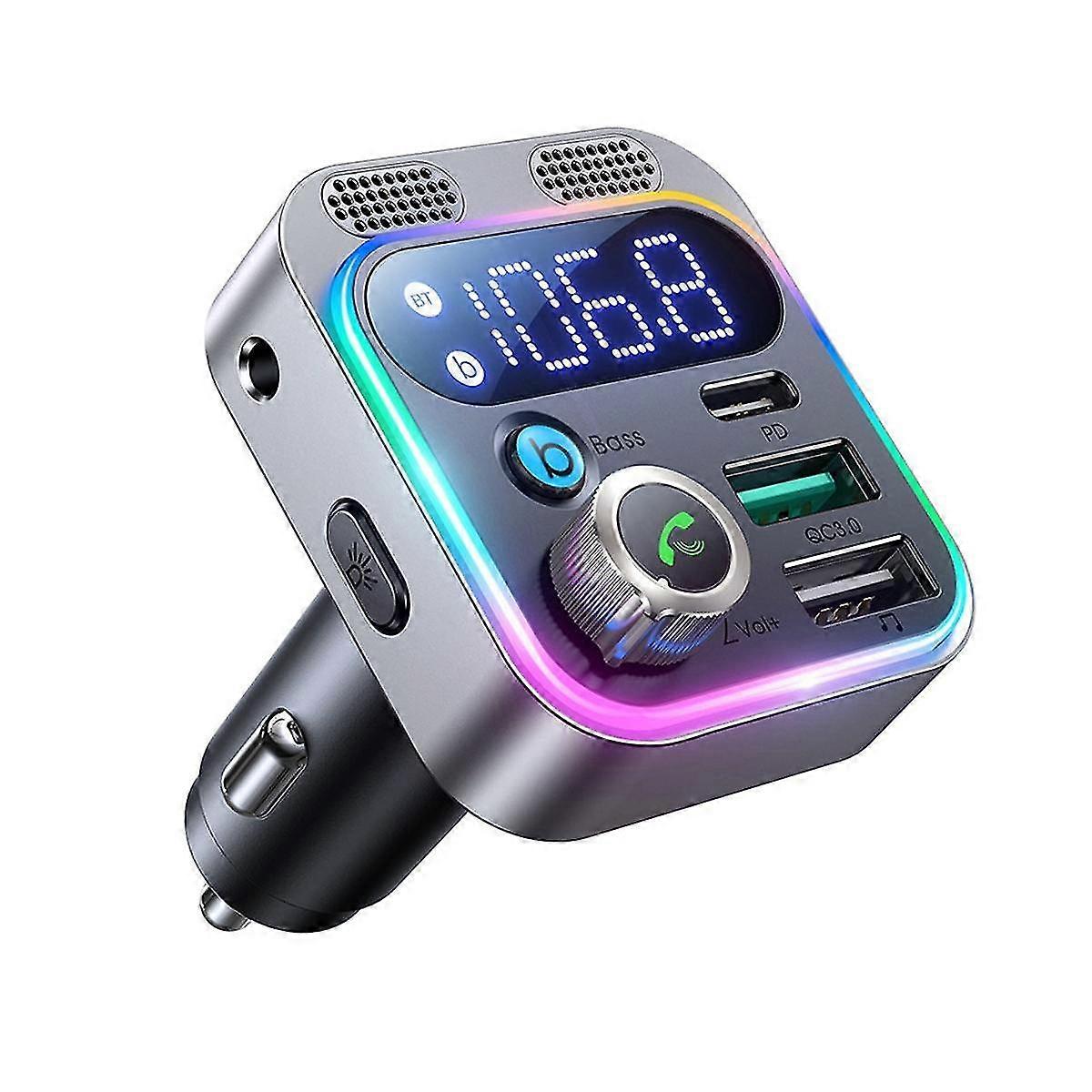 Car Bluetooth 5.3 Fm Transmitter 48w Dual Port Car Rapid Charger Multi-mode Connection Car Adapter