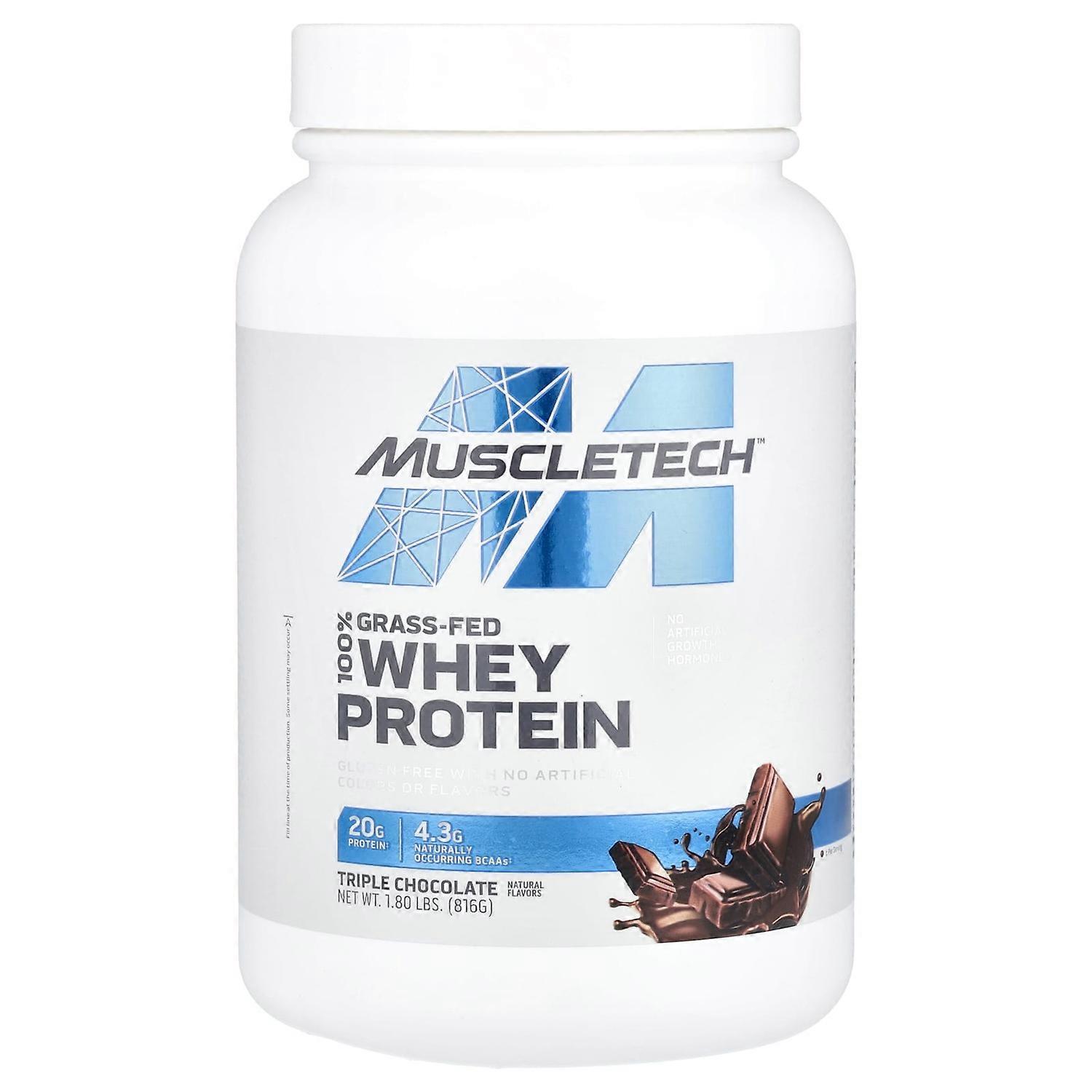 MuscleTech, Grass-Fed 100% Whey Protein, Triple Chocolate, 1.8 lbs (816 g)