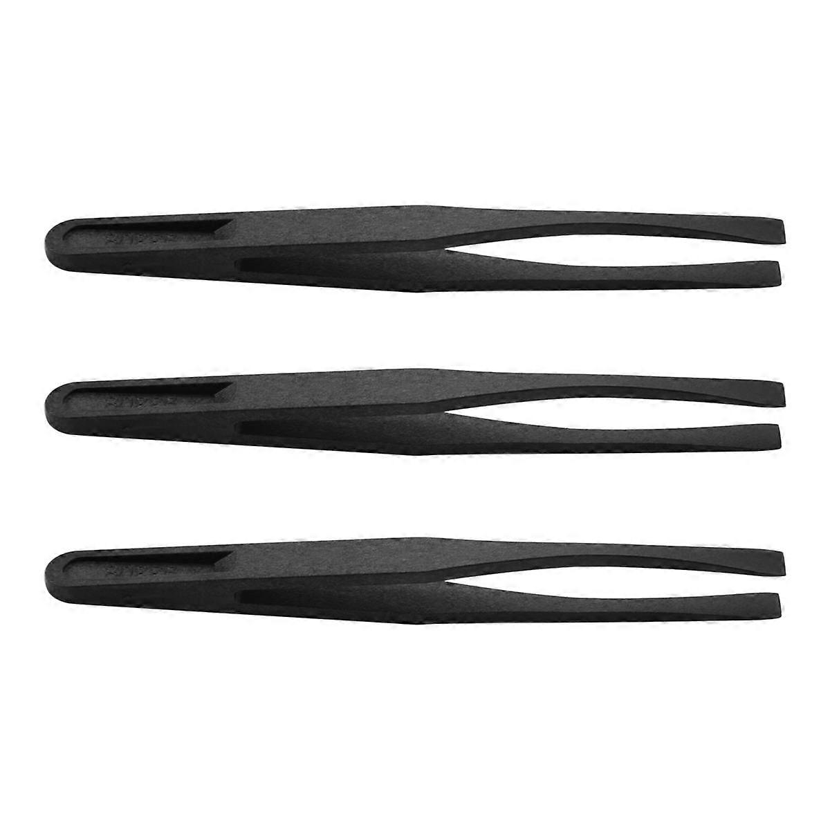 115Mm Tip Black Plastic Anti-Static Tweezers 3 Pcs