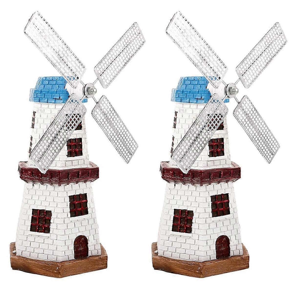 Windmill Ornaments, Retro European Dutch Windmill Statue Windmill Model Rural Desktop Ornaments Architectural Decoration