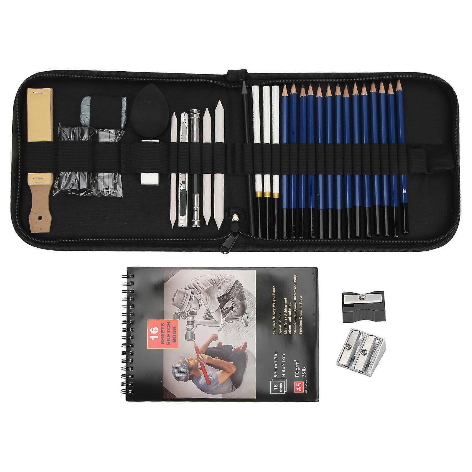 37 Pcs Sketch Set Charcoal Pen Plastic Eraser High Gloss Pencil Sketch Drawing Pencil Set for for Beginners Artists