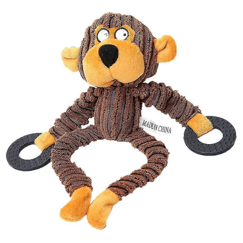 ZHOUBA Monkey Cow Bear Shape Sound Making Chew Bite Corduroy Puppy Dog Cat Squeaker Toy,K7yy
