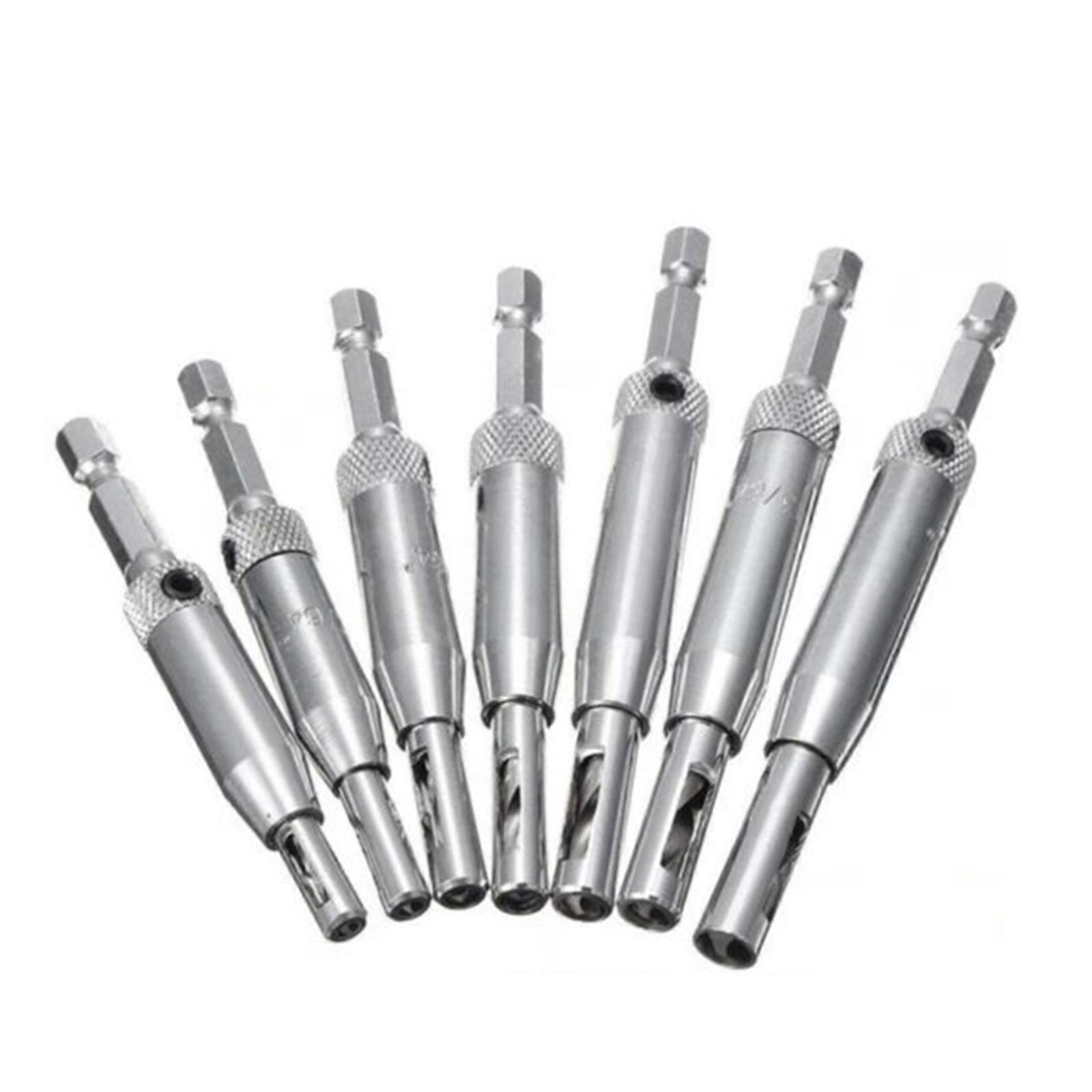 Pack of 7 Self-Centering Hinge Drill Bit