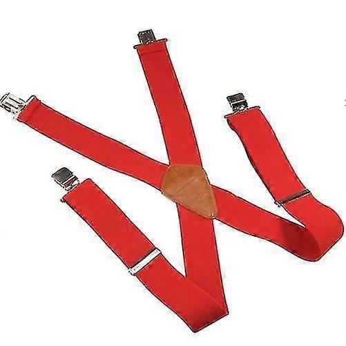 Mens Braces Plain Red Adjustable Heavy Duty 50mm 2