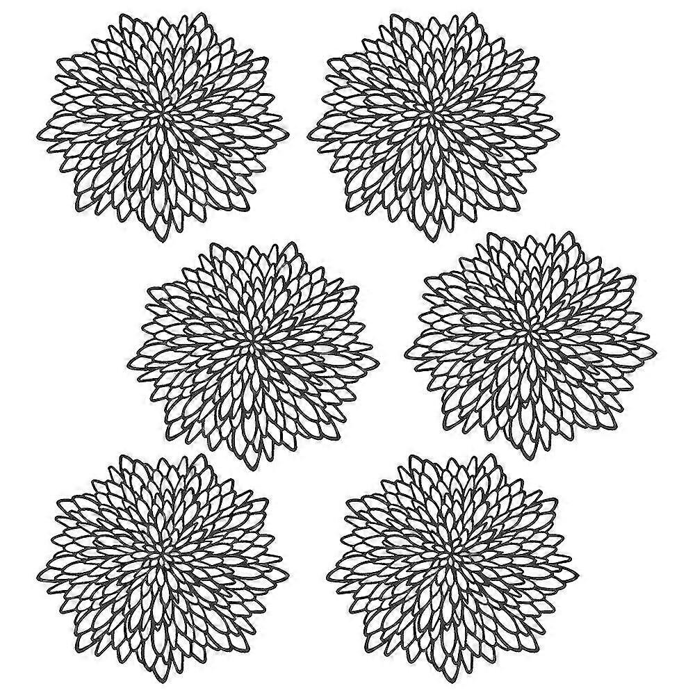 6 Pack Rose Gold Metallic Round Placemats Laminated Vinyl Leaf Dining Table Decorative