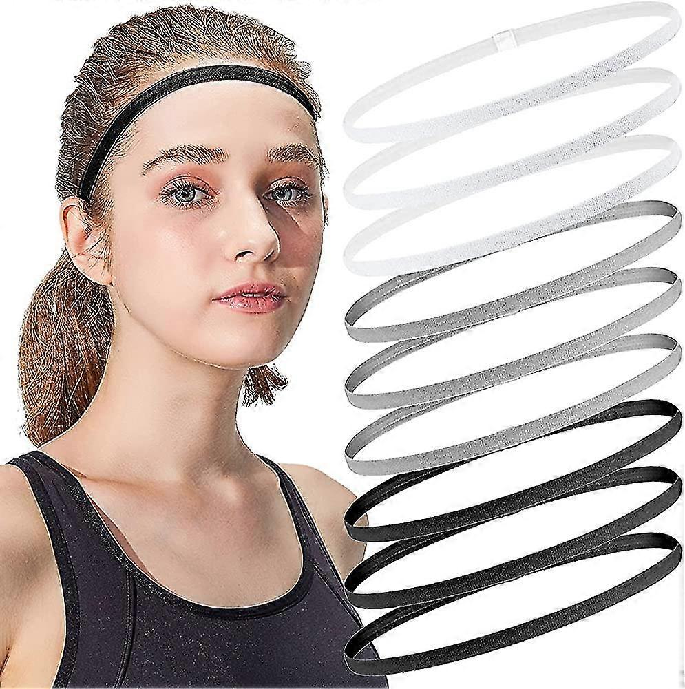 9 Pcs Sport Headbands, Running Head Band For Women And Men, Elastic No-slip Thin