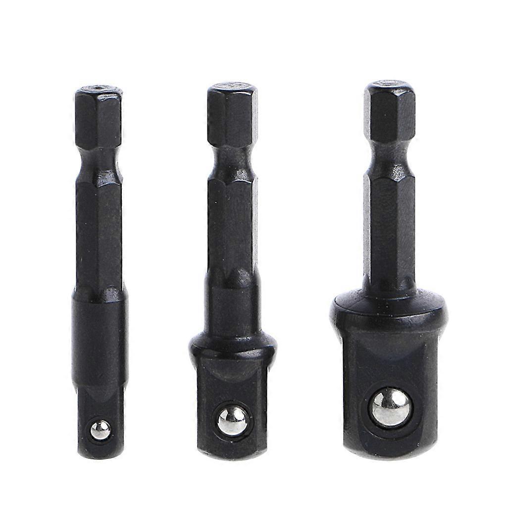 3 Pcs Socket Adapter Set Hex Shank to 1/4 3/8 1/2 Inch Impact Driver Drill Bits