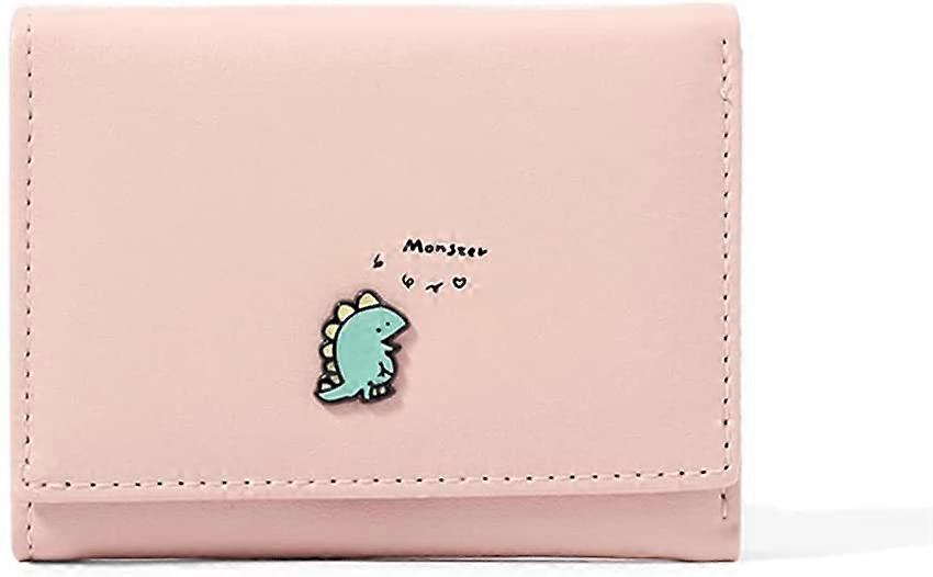 Linkrunning Ragazze Carino Dinosauro Badge Tri-piegato Portafoglio Piccolo Portafoglio Contanti Tasca Porta Carta ID Finestra Borsa per Le Donne (R...