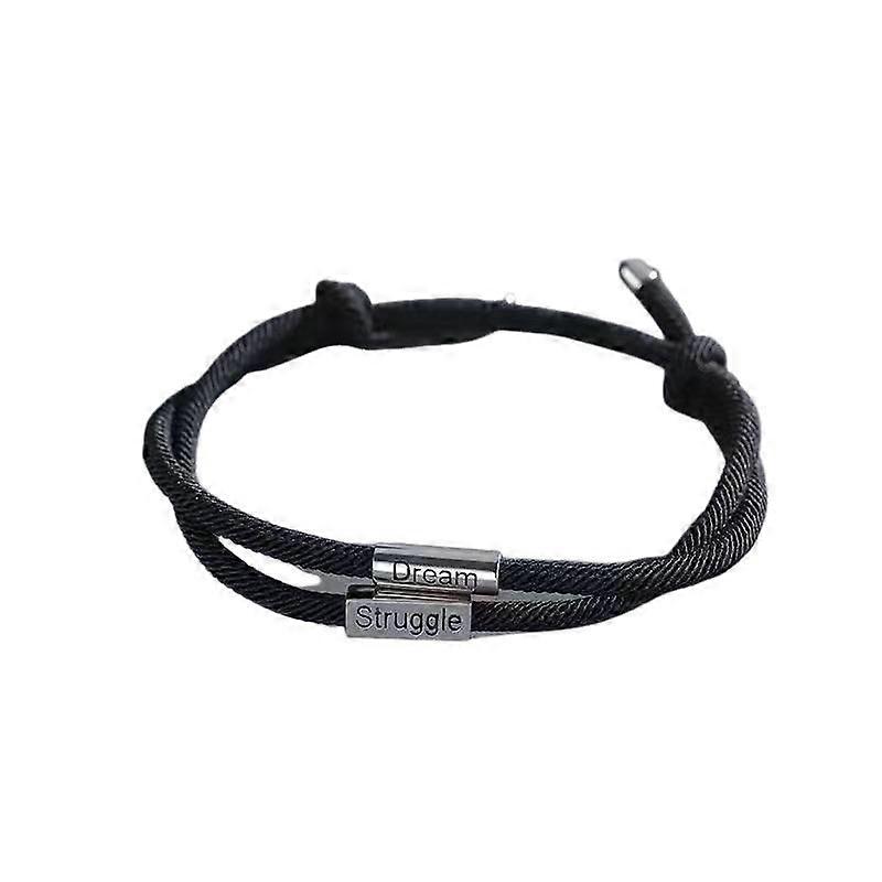 Braided bracelet, "Struggle Dream", adjustable,black