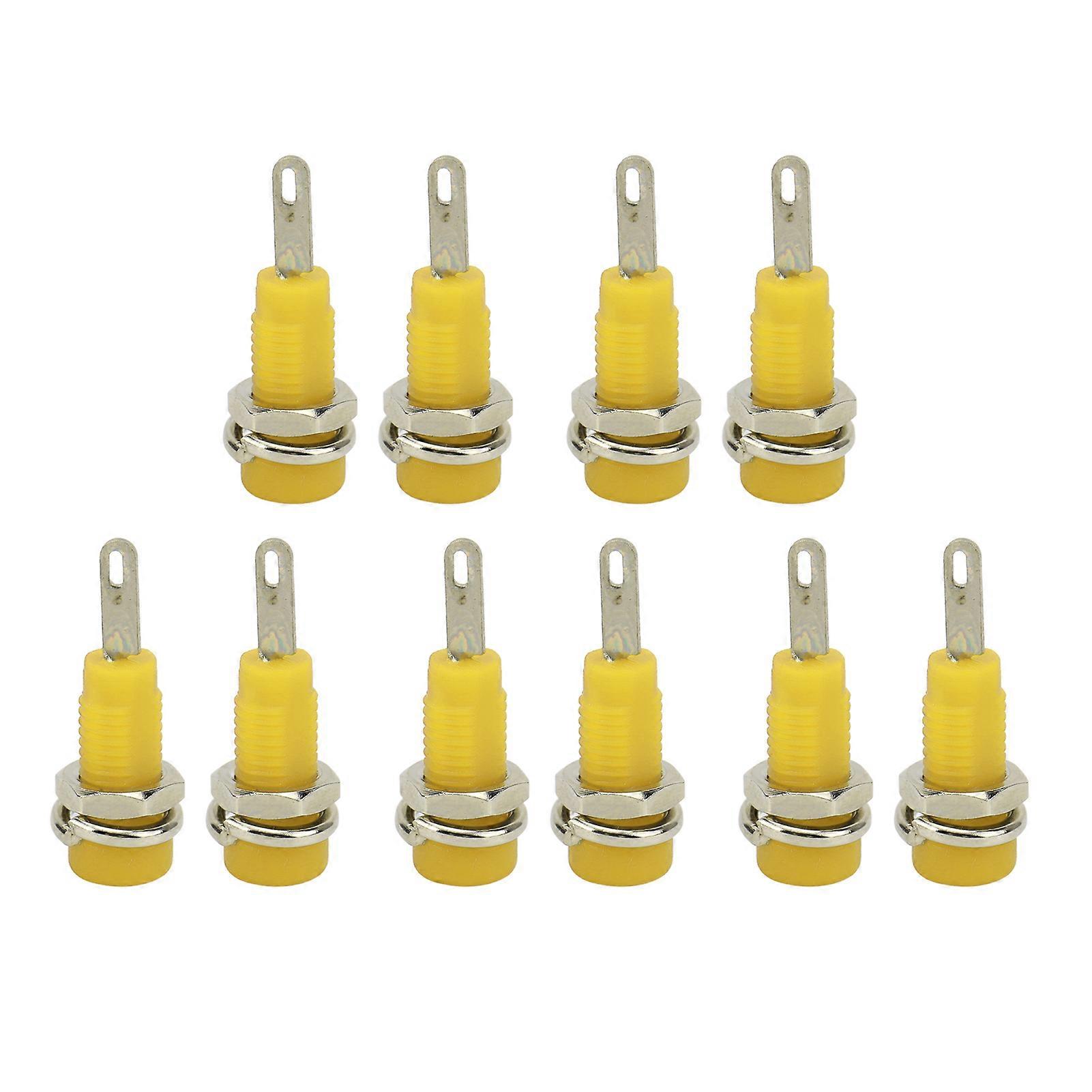 10Pcs J.40003 2mm Banana Jack Panel Socket Extended Post Plug Adapter for Electronic InstrumentYellow