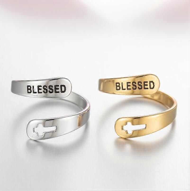 Personalized Wrap Ring Engraved Ring Double Ring Stackable Rings - blessed silver+gold
