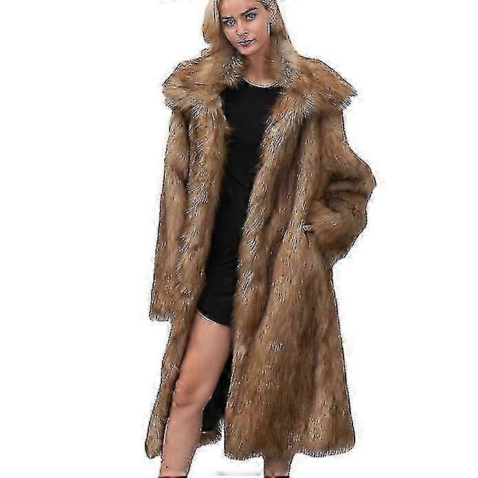 Women's Long Lapel Faux Fur Coat