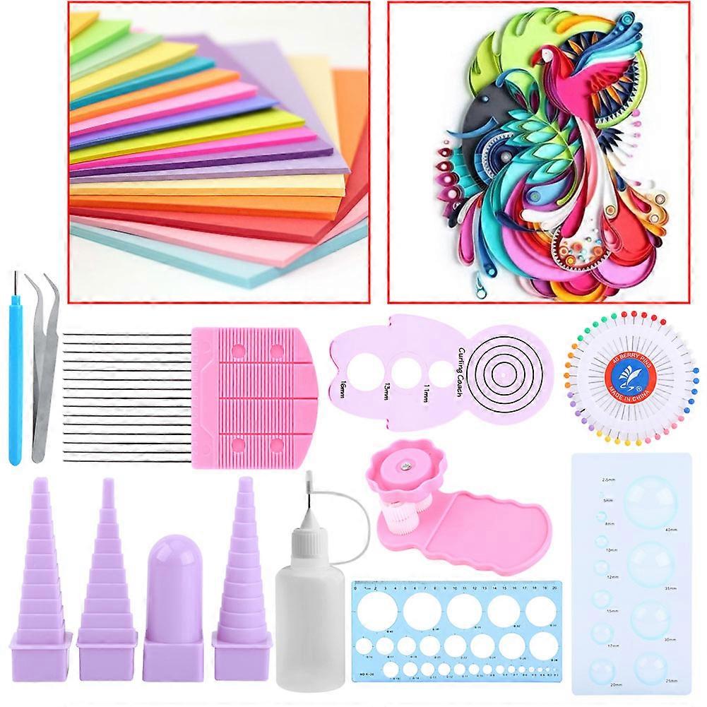 11 In 1 Paper Quilling Tools Kit DIY Paper Craft Crimper Comb Ruler Pins Border Buddy Set