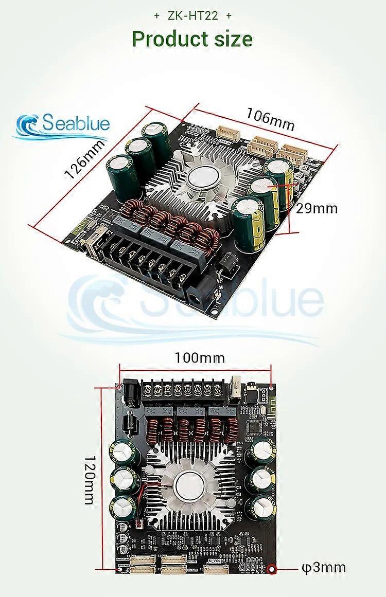 ZK-HT22 2.1 Channel TDA7498E Bluetooth 5.1 Digital Power Amplifier