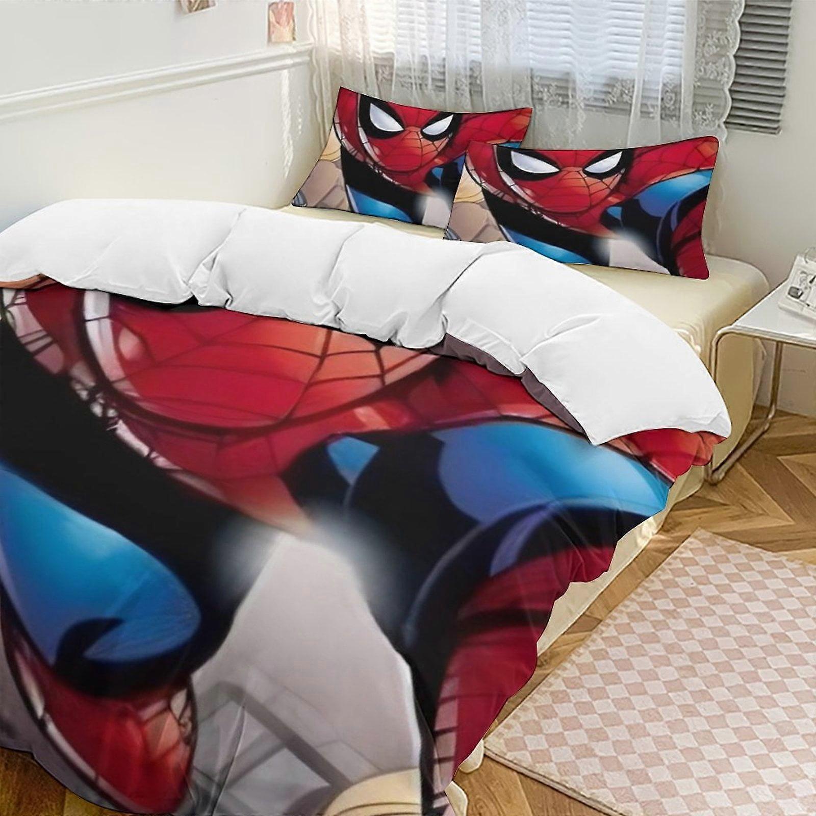Zm527 Spider Man Bedding Set Comfortable and Lightweight 3-Piece Cartoon Bedding Set (Available in Multiple Sizes) Lc527