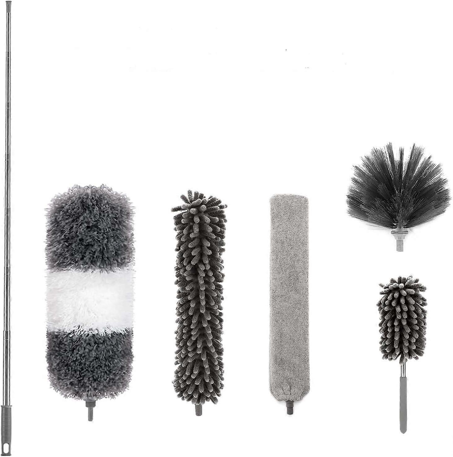 good 6 pezzi spolverino telescopico per piume, lavabile, spolverino per piume con asta telescopica in acciaio inossidabile, rimuove senza sforzo polvere e ragnatele, per ceil
