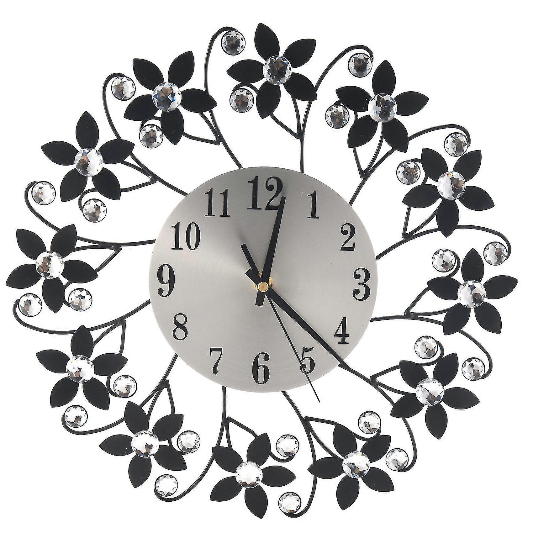 3d Wall Clock,round Leaf Petals Metal Wall Clock, Dial With Arabic Numerals, Decorative Clock For L