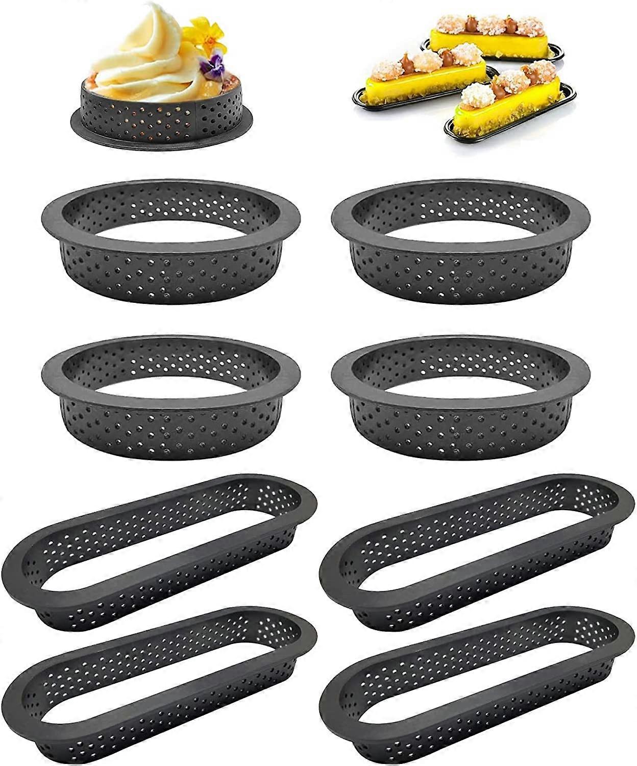 טבעות טארט תבניות מוס עוגה 8 יח 'טבעת מוס עוגה מחוררת מוס נון סטיק חותך עיגול עמיד בחום לאפייה קינוח DIY קישוט מדי