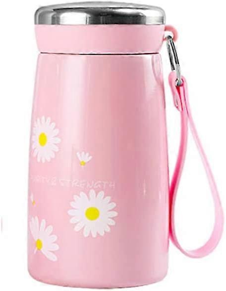 Daisy fresh creative water cup, portable thermos cup (Pink)