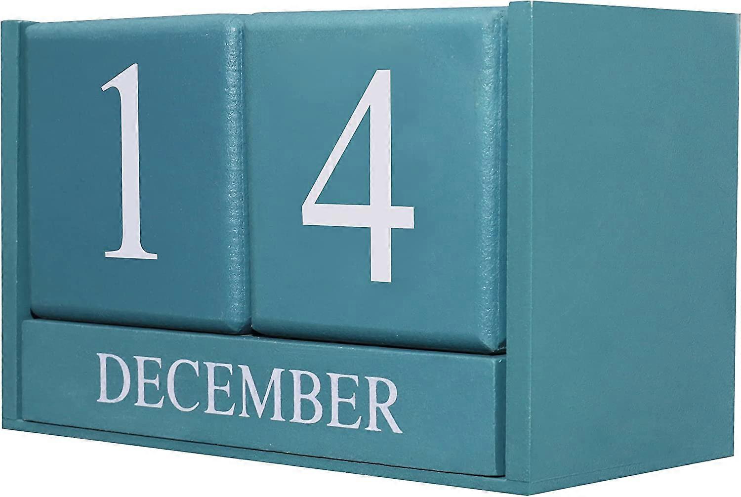 Wooden Block Calendar Vintage Perpetual Calendar Desktop Calendar Month Date Display Wood Calendar Desktop Decoration for Home Office Date Blocks Scho