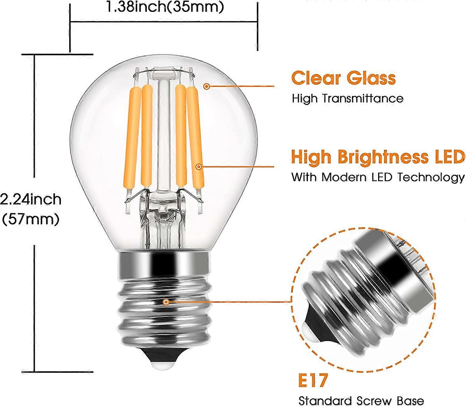 E17 Base LED Globe Bulb, 40W Incandescent Equivalent, 4W Mini S11 LED Filament Replacement Bulb, E17 Intermediate Base, Warm White for Home Light Fixt