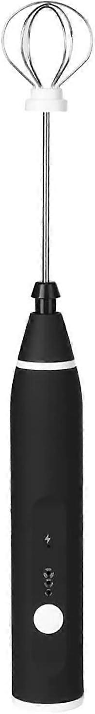 USB電動ハンドヘルドミルク泡立て器、ステンレス鋼泡立て器付き3速調整可能なコーヒー泡立て器