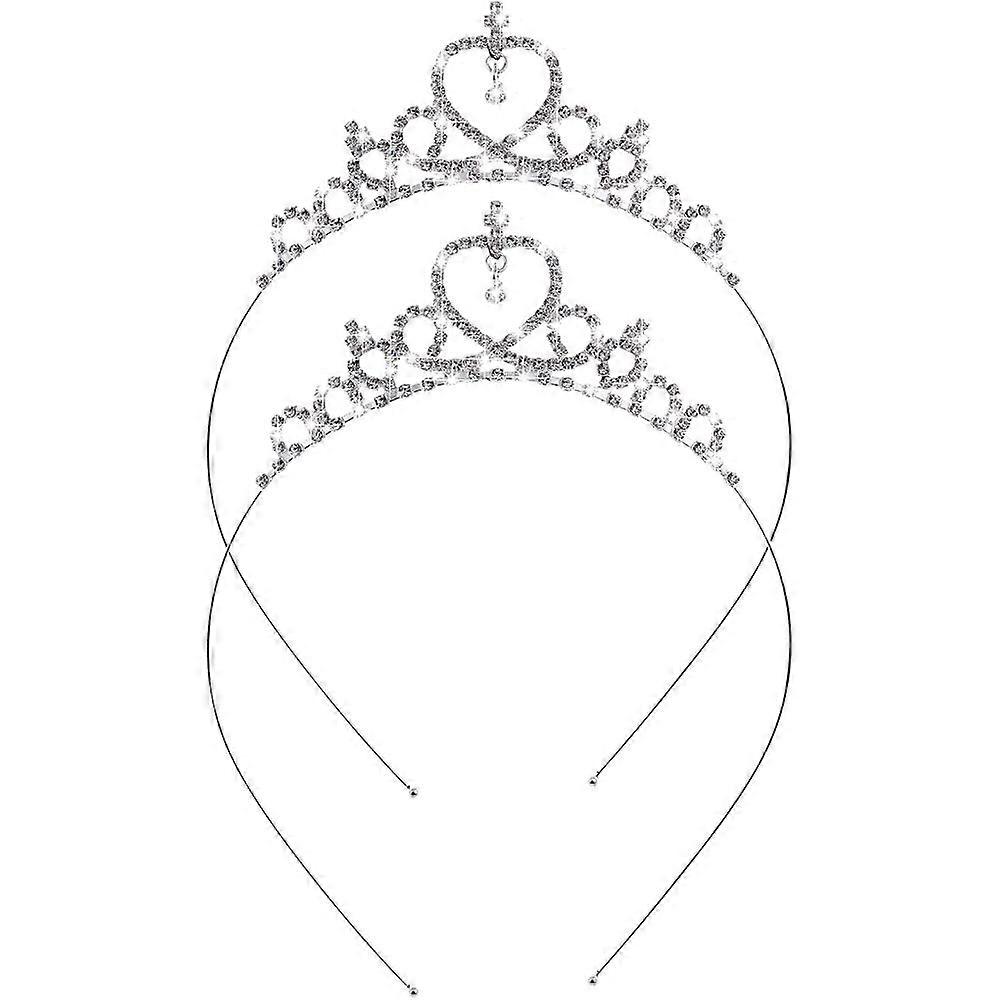 Coroa de Cristal para Menina de Flor - Coroa de Noiva Princesa com Strass, Joia de Cabelo de Casamento para Meninas, Coroa de Prata com Detalhe de Coração