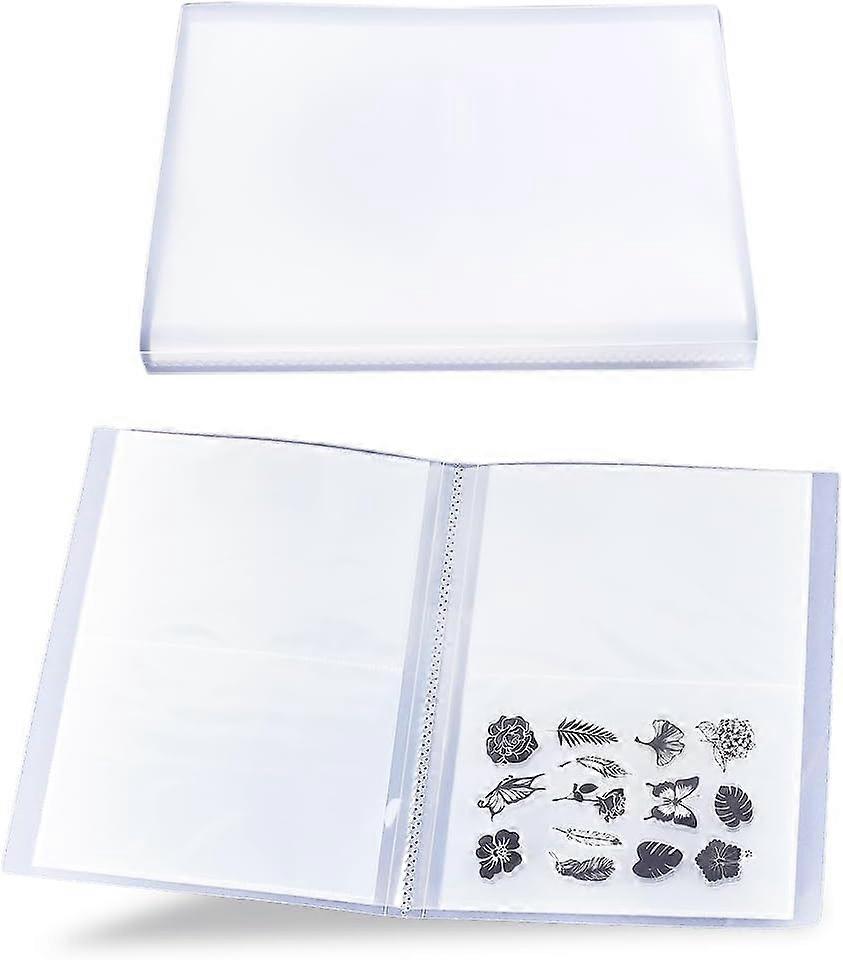 1 Book Embossing Folder Storage Clear Stamp Storage Book Plastic Large Photo Album Transparent Foldable Page Cards Collection Protector for DIY Scrapb