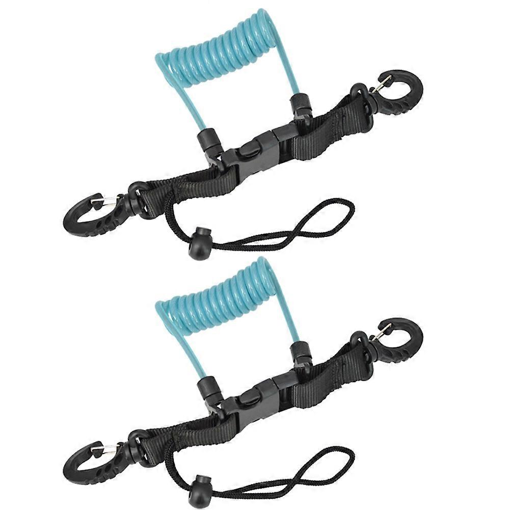 Diving Camera Lost Hand Rope TPU Spring Steel Wire Anti-Lost Rope with Quick Release Buckles on Both Ends Blue