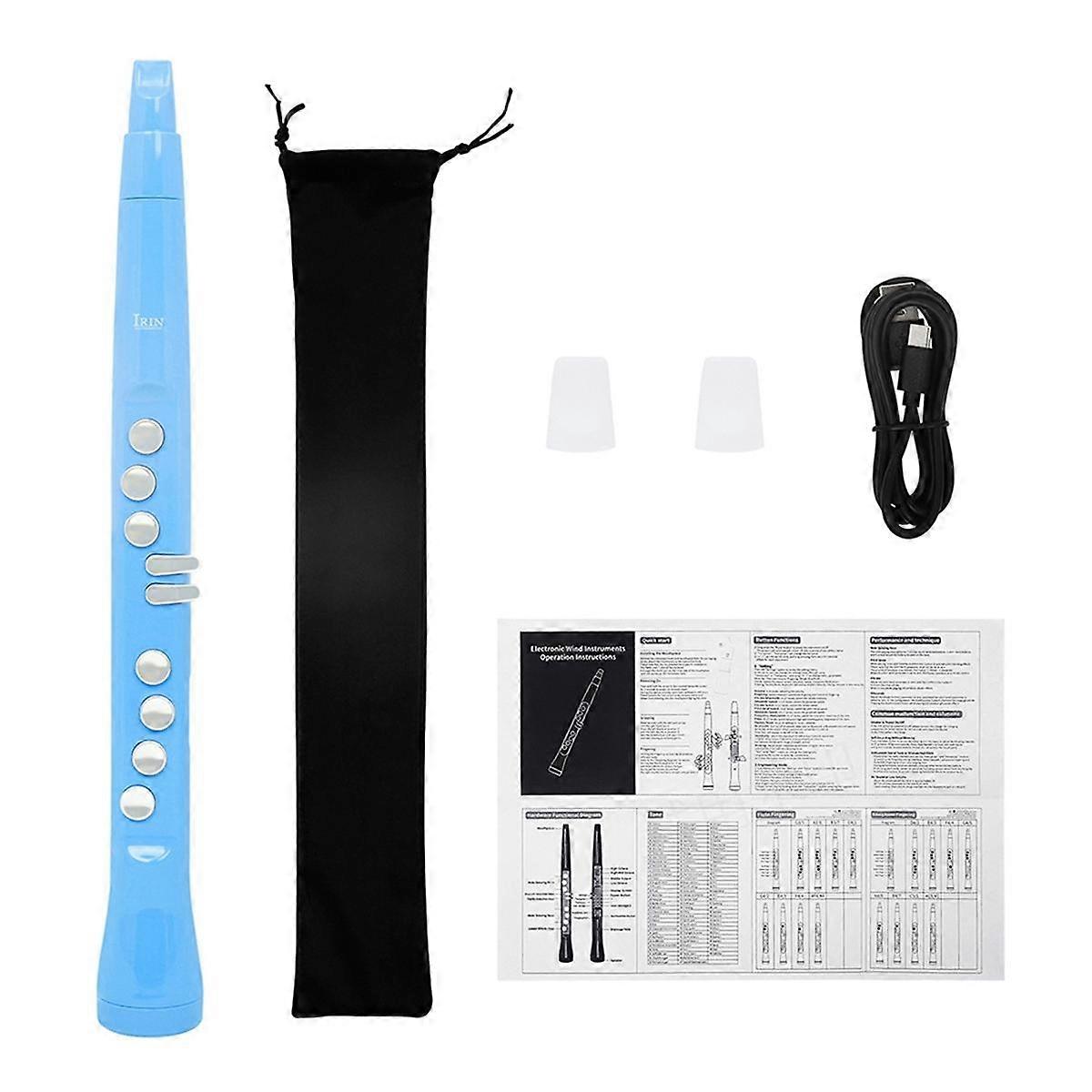 S58 Electric Saxophone Flute Double Fingering Technique Electronic Flute 99 Tones Saxophone Wind Saxophone Blue