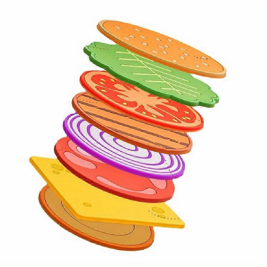 8pcs Creative Hamburger Coaster Set - Super Absorbent, Heat Insulating, Tabletop Protective Coasters for Everyday Household Use - Perfect for Serving