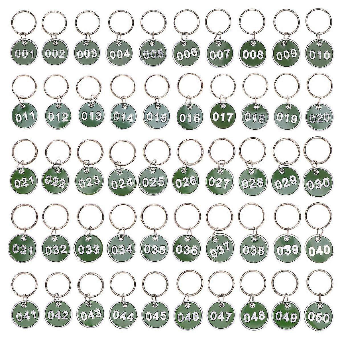 Rustfrit stål nøglering nummererede nøglevedhæng (50 stk) - Metal runde nummererede tags