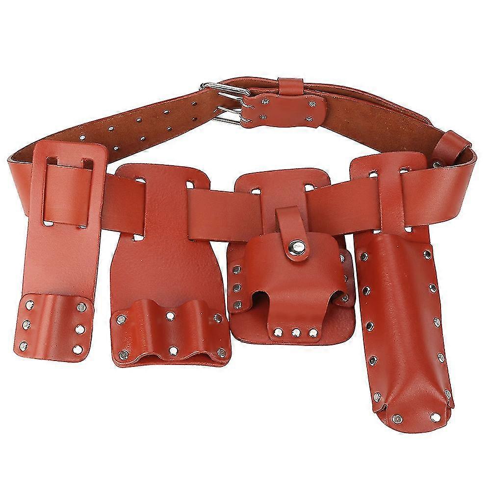5-in-1 Scaffolding Tool Holder with Leather Tool Belt Pouch for Level, Spanners, and Hammer