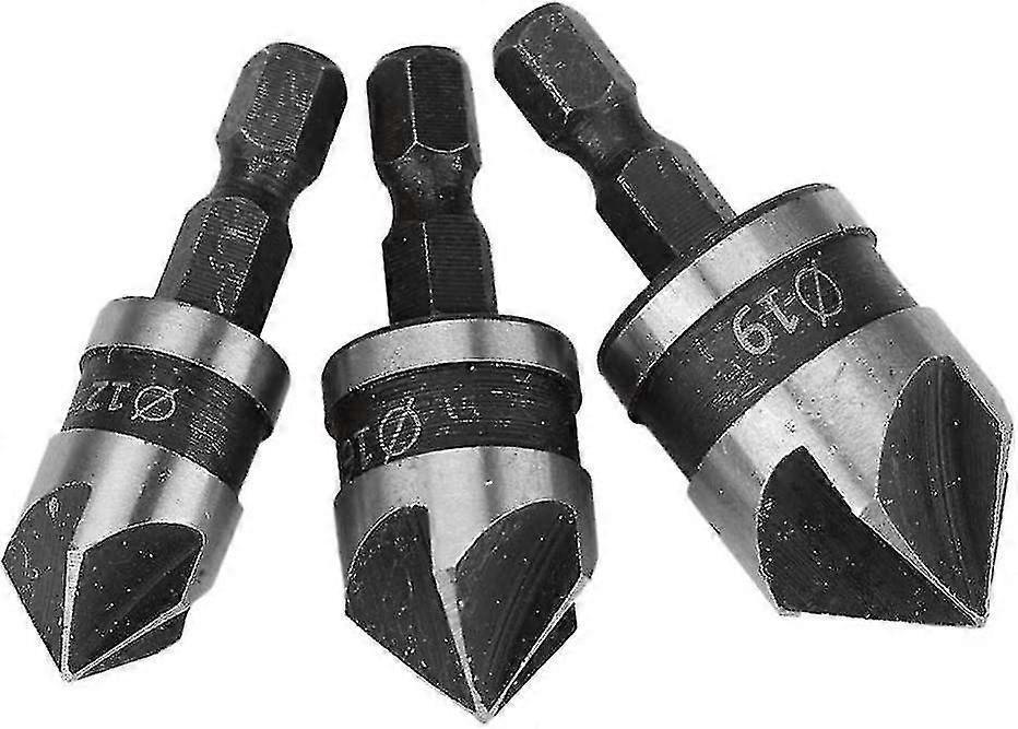 3pcs 90 Degree 5 Flute Chamfer Cutters-