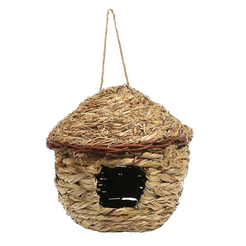 Handmade Craft Straw Nest Handwoven Artificial Hanging Bird Nest For Parakeets Budgerigar And Small Pet Size M-FCY