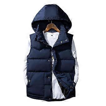 Mens Puffer Vest Detachable Cap Autumnwinter Sleeveless Casual