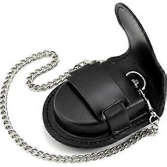Moda Masculina Preto Brown Cover Vintage Classic Pocket Watch Box Holder Storage Case Coin Bolsa Bolsa Saco com Corrente
