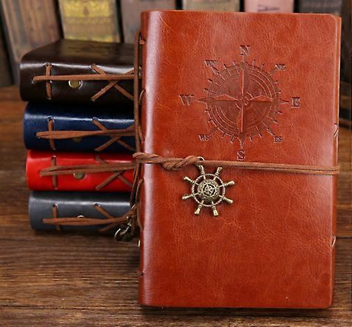 Dww - A refillable retro brown notebook, 125*185mm travel journal with loose pages