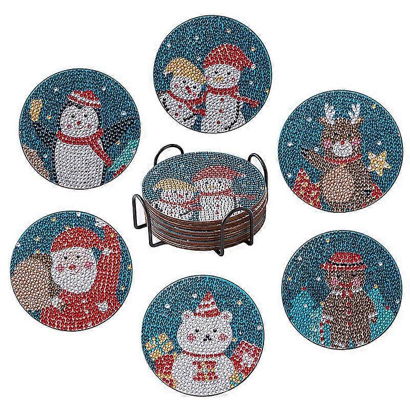 6pcs Diy Painting Coasters With Holder
