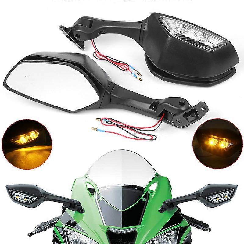 Motorcycle Rearview Rear View Side Mirrors with LED Turn Signal Light For Kawasaki Ninja ZX-10R ZX10R ZX 10R 2011 2012 2013 2014