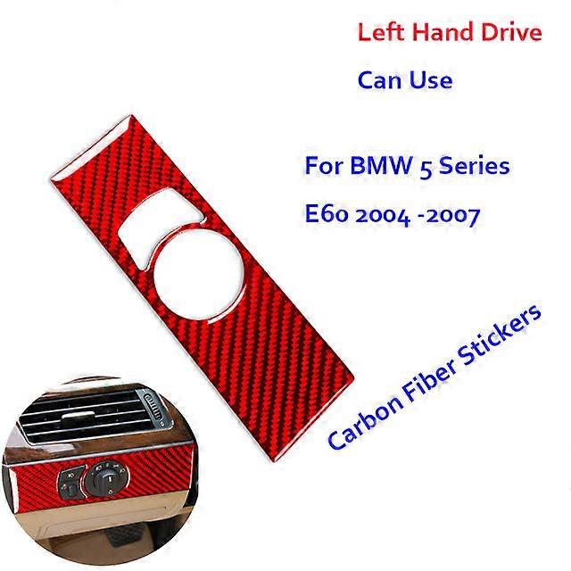 For BMW 5 Series E60 2004- 2007 Real Carbon Fiber Headlight Switch Panel Trim Cover Car Interiors Accessories Decoration Sticker